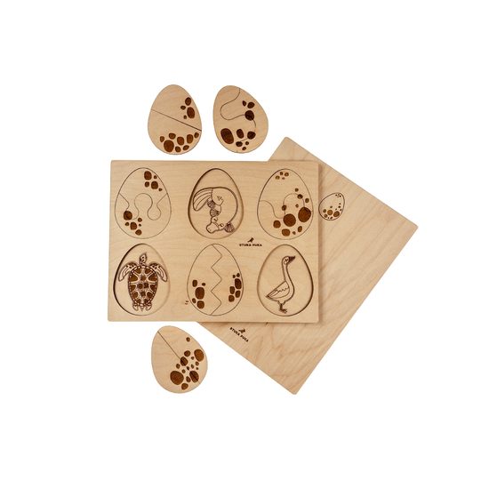 Vajcia - edukatívne drevené puzzle - ČESKÁ VERZIA