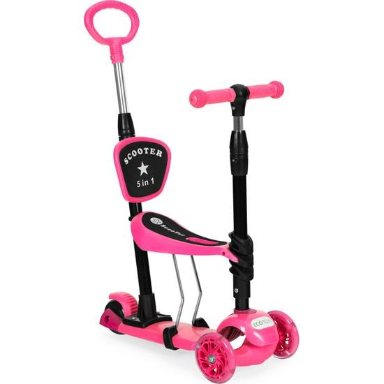 Ecotoys dětská koloběžka se svítícími koly Bedrunka růžová 5v1