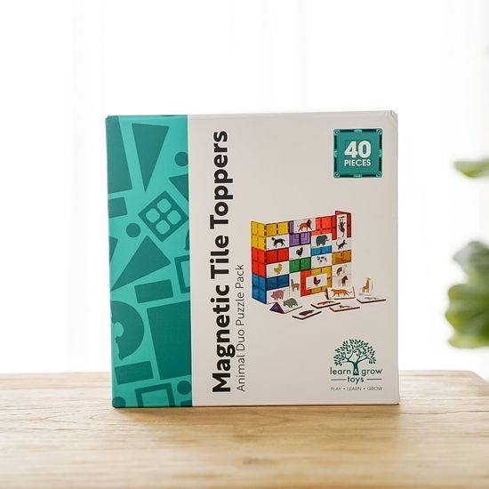 Learn & grow toys Magnetické doplňkové dlaždice ZVÍŘATA DUO PUZZLE (40kusů)