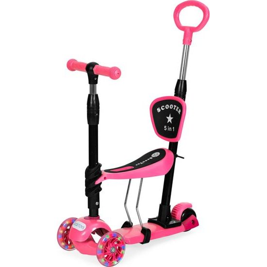 Ecotoys dětská koloběžka se svítícími koly Bedrunka růžová 5v1