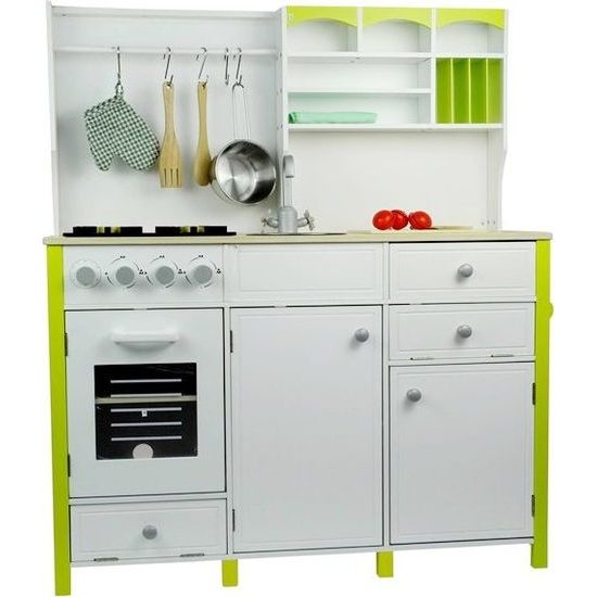 Dětská dřevěná kuchyňka - bílo/zelená