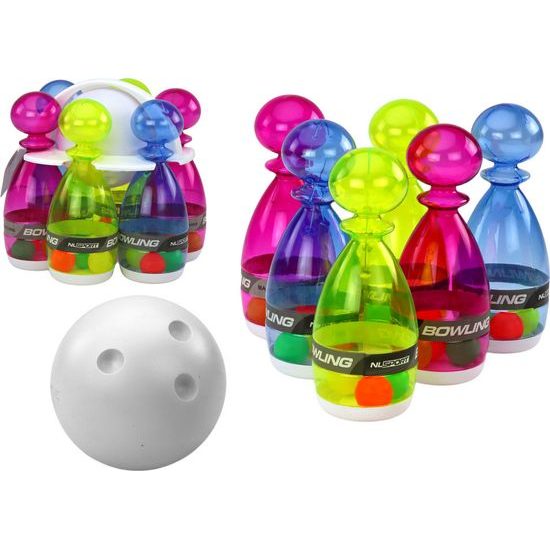 Bowlingová sada 6 průhledných barevných kuželek