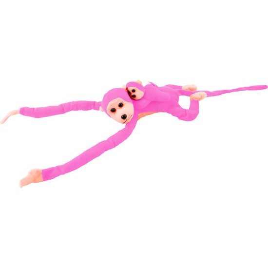 Plyšová opice s miminkem růžová 90 cm