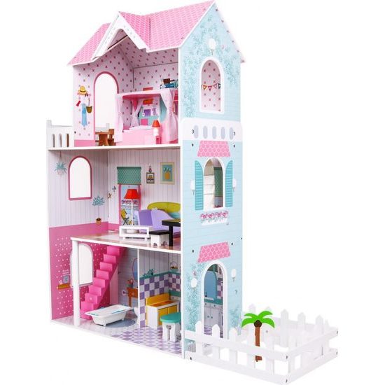 Velký dřevěný domeček pro panenky s nábytkem - 3 patra 124 cm!
