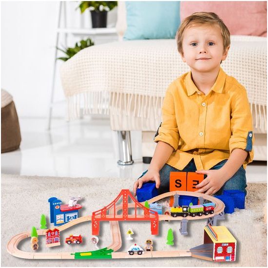 Dřevěná vláčkodráha Wooden Train 70 dílků