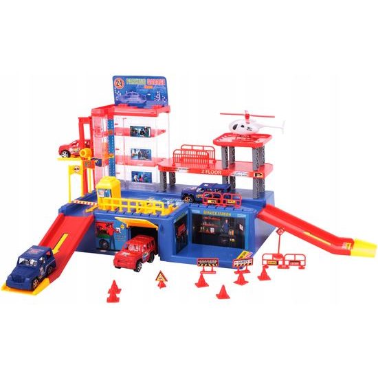 Parkovací garáž s výtahem, helikoptérou a 4 autíčky Parking Lot