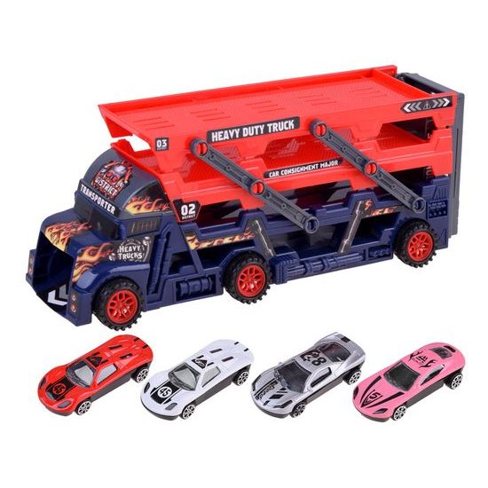 Odtahové auto se 4 autíčky a skluzavkou Heavy Truck