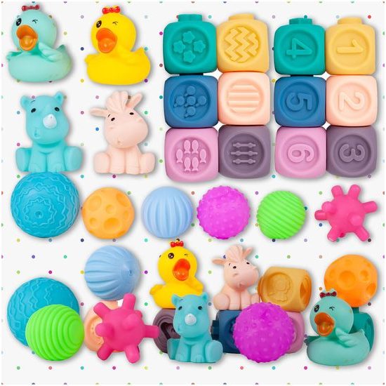 Senzorické hračky pro nejmenší Blocks Balls 16 kusů