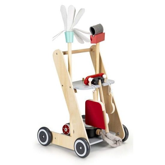 Ecotoys dřevěný úklidový vozík s vysavačem