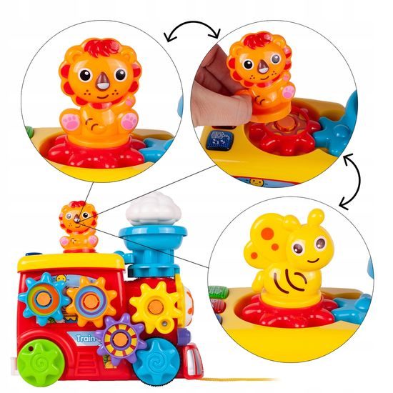 Veselá lokomotiva pro nejmenší s ozubenými kolečky Animal Train