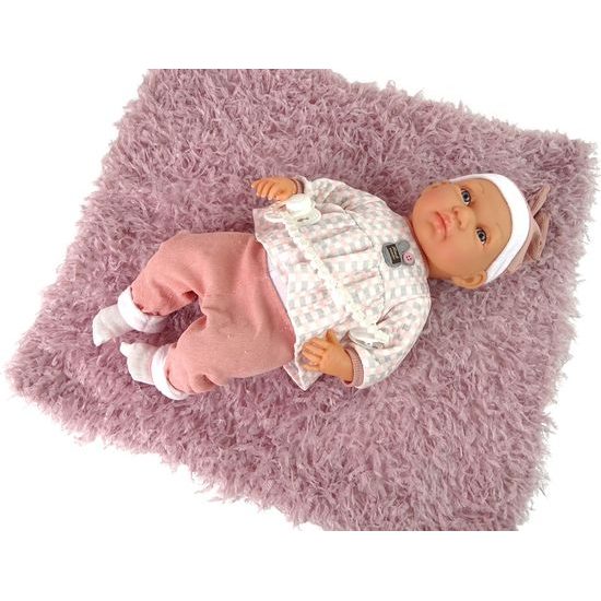 Panenka miminko v růžovém oblečku s dudlíkem a dečkou - 46cm