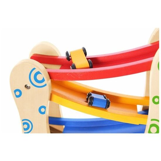 Ecotoys dřevěná skluzavka se 3 autíčky