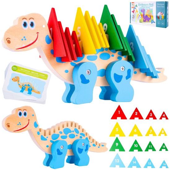 Dřevěná ukládačka pro děti Dinosaurus