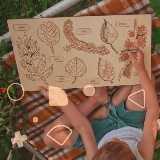 Stromy, listy a plody 2 -- edukačná drevená puzzle 26x49 CM SLOVENSKÁ VERZIA