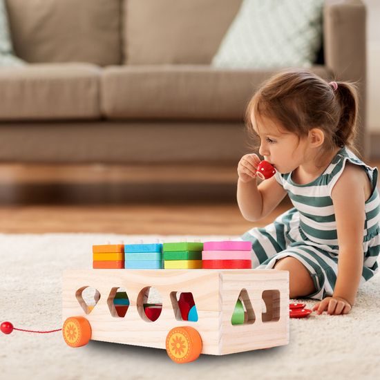 Dřevěné autíčko s kostkami Matching Car