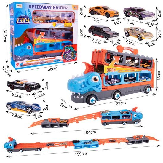 Nákladní auto se 6 autíčky a odpalovačem Speedway Hauter