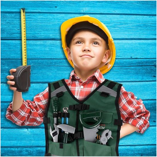 Sada dětského nářadí s vestou a helmou Craftmans Toolbox