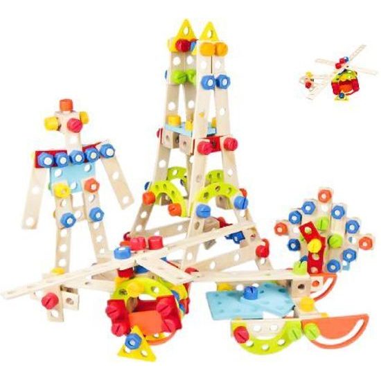 Ecotoys sada dřevěných konstrukčních kostek 120 ks v boxu