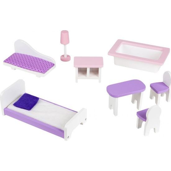 Ecotoys dřevěný třípatrový domeček pro panenky Jahodová