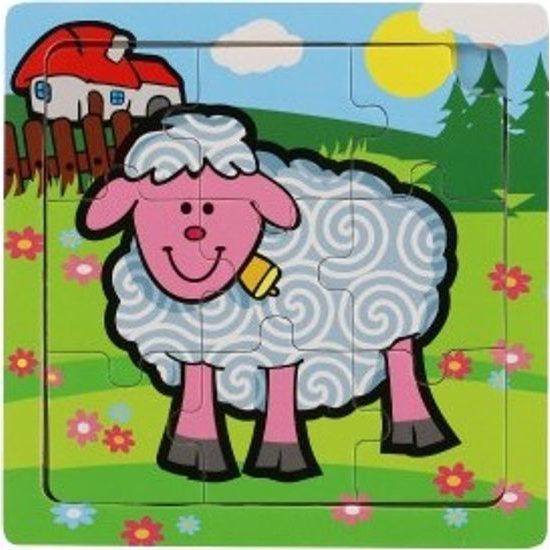 Dřevěné Mini puzzle 9 dílků - Moje první zvířátka pro nejmenší - mix 6 druhů