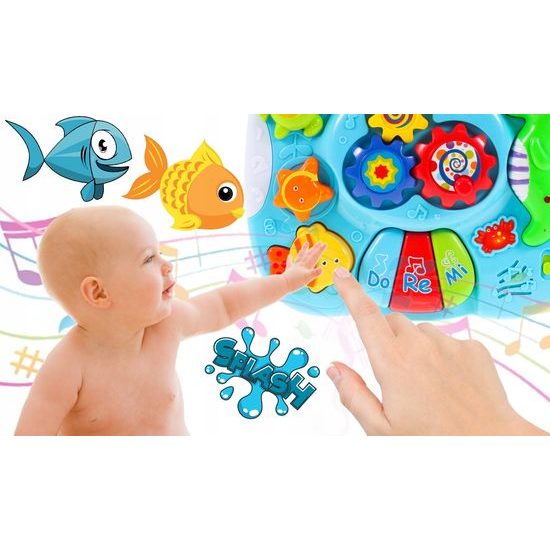 Edukační stoleček s piankem a zvuky 2v1 Želvička