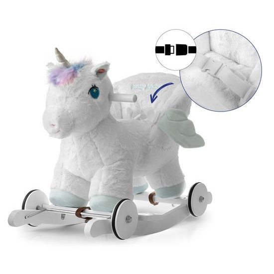 Houpací koník s melodií a kolečky Milly Mally Polly bílý