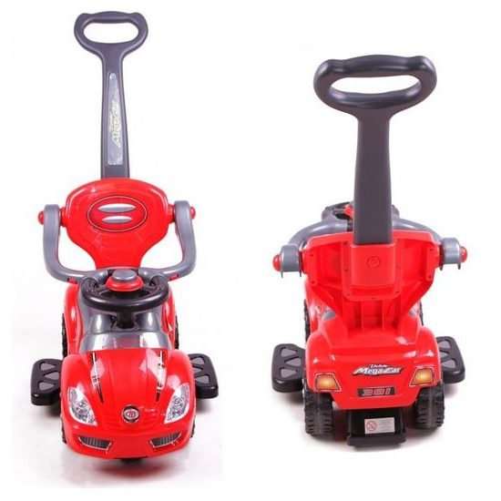 Odrážedlo Mega Car s vodící tyčí 3v1 červené