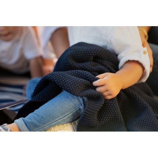 Sensillo dětská deka do kočárku pletená 100% bavlna modrá