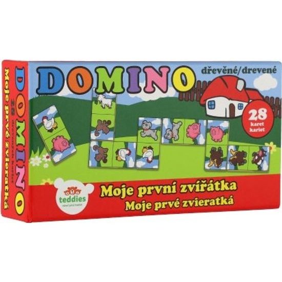 Dřevěné Domino Moje první zvířátka - společenská hra, 28ks