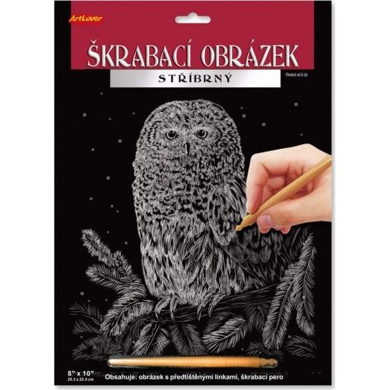 Škrabací obrázek stříbrný A4