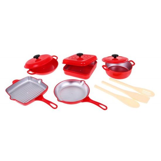 Majlo Toys sada nádobí do kuchyňky 14 součástí se zástěrou a kuchařkou čepicí