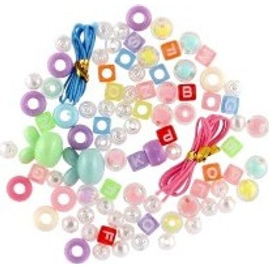 Korálky plastové barevné pastelové se šňůrkou