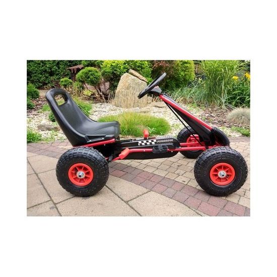 Dětská šlapací motokára s nafukovacími koly Formule 15 červená