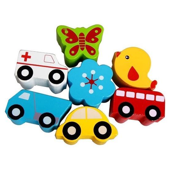 Dřevěná edukační kostka s autíčky 5v1