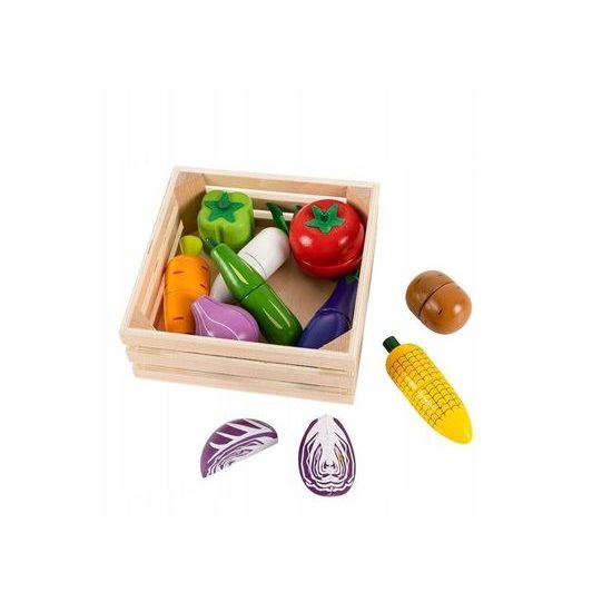 Ecotoys sada dřevěná zelenina v bedýnce