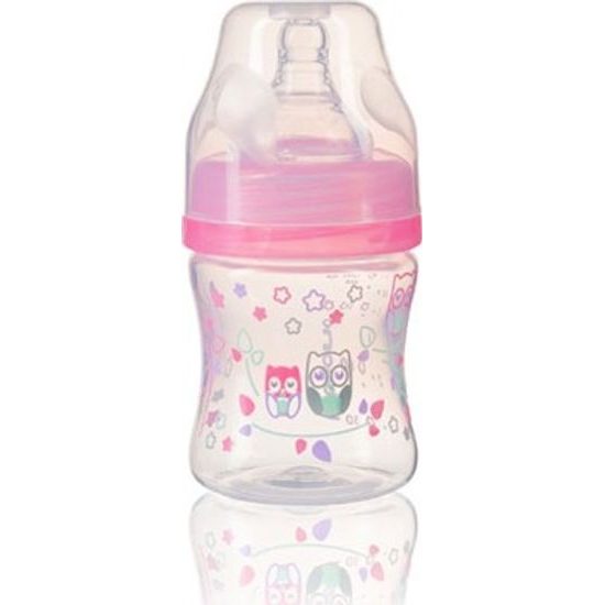 BabyOno Antikoliková lahev se širokým hrdlem, 120ml - růžová