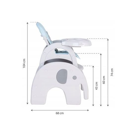 Ecotoys jídelní židlička 3v1 se stolečkem Slon