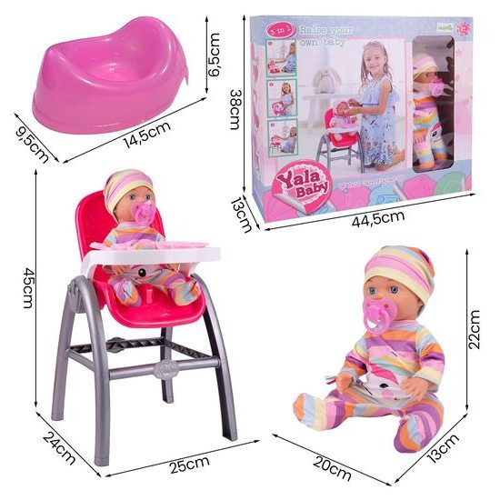 Panenka Sweet Doll 30 cm s jídelní židličkou a dalším příslušenstvím