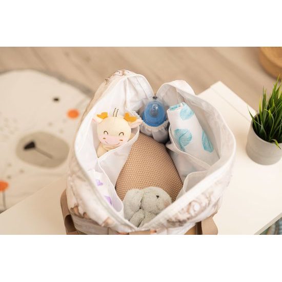 Taška na kočárek Lesní zvířátka, meruňková