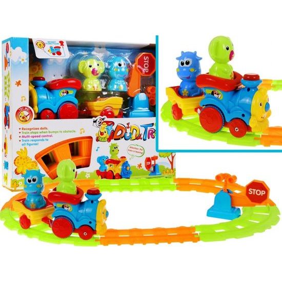 Veselý vláček pro nejmenší se světly a zvuky Dudu Train