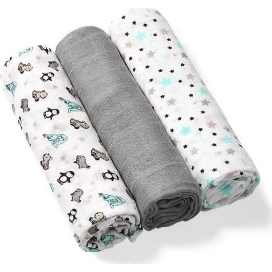 BABYONO Plenky bambusové 3 ks šedé