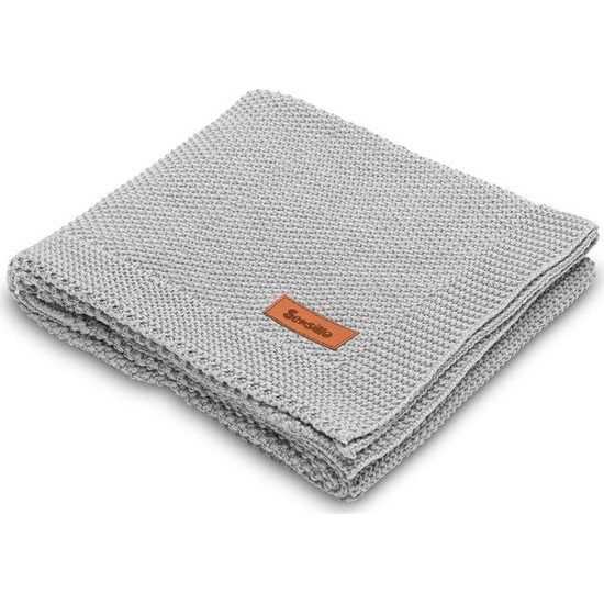 Sensillo dětská deka do kočárku pletená 100% bavlna šedá