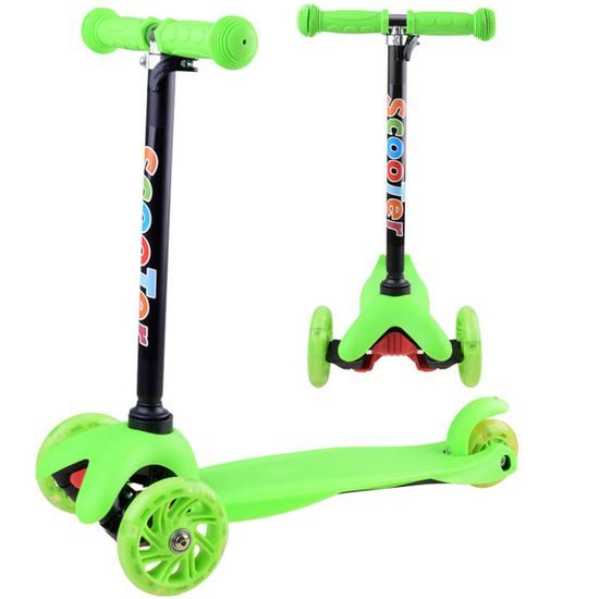 Dětská koloběžka Scooter 717 se svítícími koly - zelená