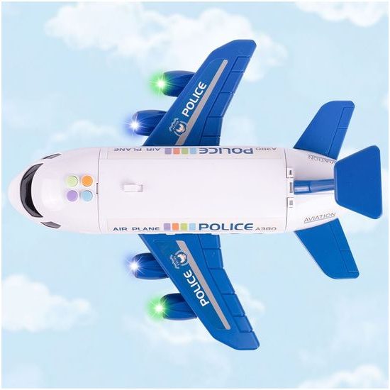 Interaktivní letadlo s autíčky, světly a zvuky DIY Airplane - modré
