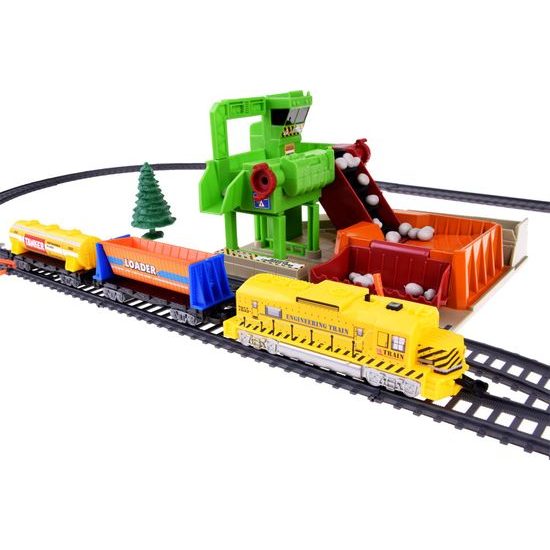 Dětská vláčkodráha na baterie s kamenolomem Construction Train 320 cm