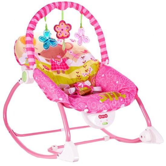 Kojenecké lehátko 3v1 s vibracemi Myška - růžové