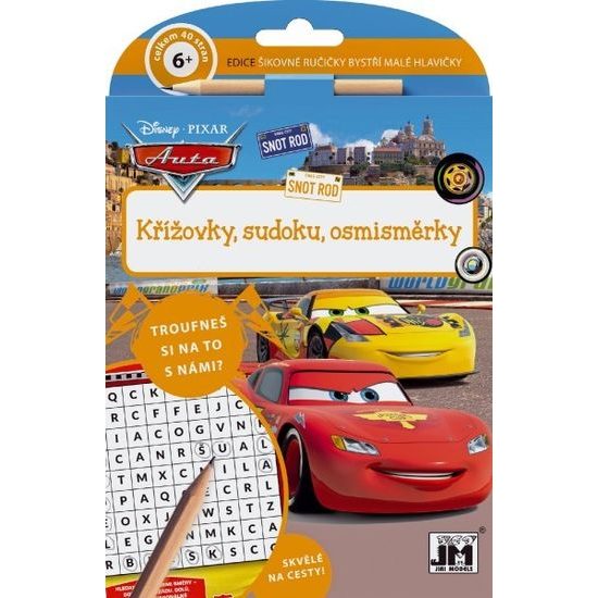 Křížovky, sudoku, osmisměrky s tužkou Auta/Cars