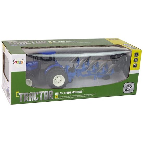 Traktor s pluhem na dálkové ovládání modrý