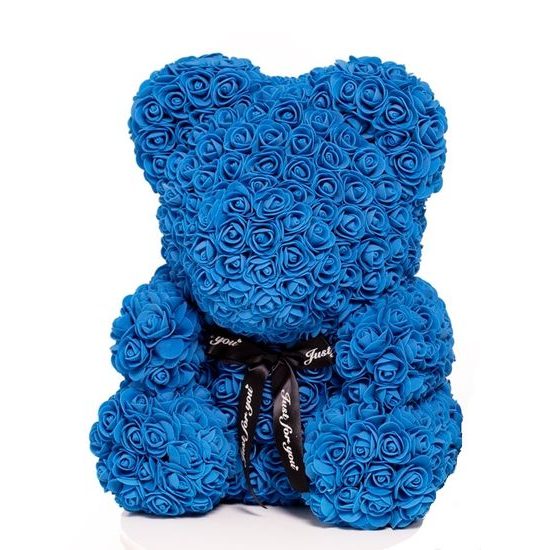 Medvídek z růží tmavě modrý Rose Bear 40 cm