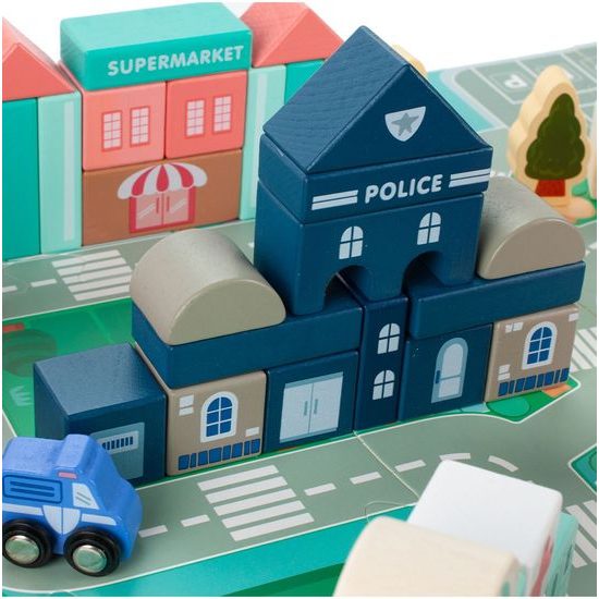 Sada dětských dřevěných kostek 115 ks v Městečko